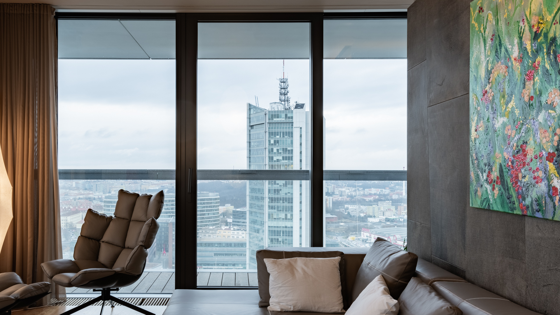 Apartment 4 + 1 on the 23rd floor of the V Tower residence, Prague 4
