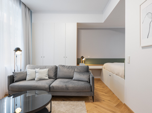 Modern 1+kk apartment in Sovova Residence, Prague 8 – Karlín